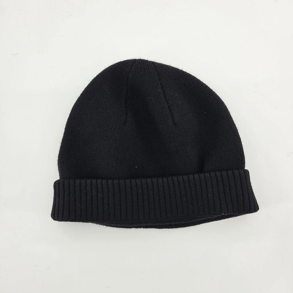 Lululemon Beanie Hat L/XL Black Merino Wool Blend Ribbed‎ Athletic Gorpcore